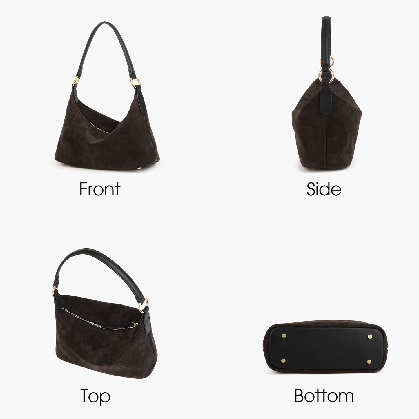 Suede Women's Handbag, Large Capacity Crescent Shoulder Bag