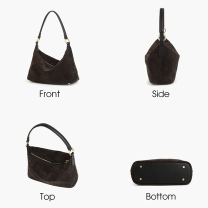 Suede Women's Handbag, Large Capacity Crescent Shoulder Bag