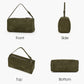 Green suede women's handbag, mini small cylindrical bag, with adjustable shoulder strap