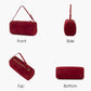 New red suede mini handbag, solid color minimalist crossbody bag