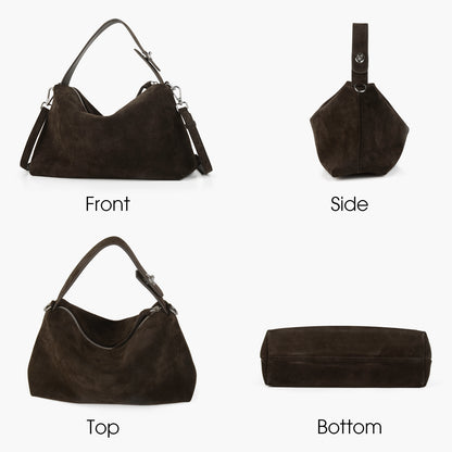Coffee Suede Tote Handbag
