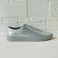 Chic Silver Leather Flat Trainers Plus Size