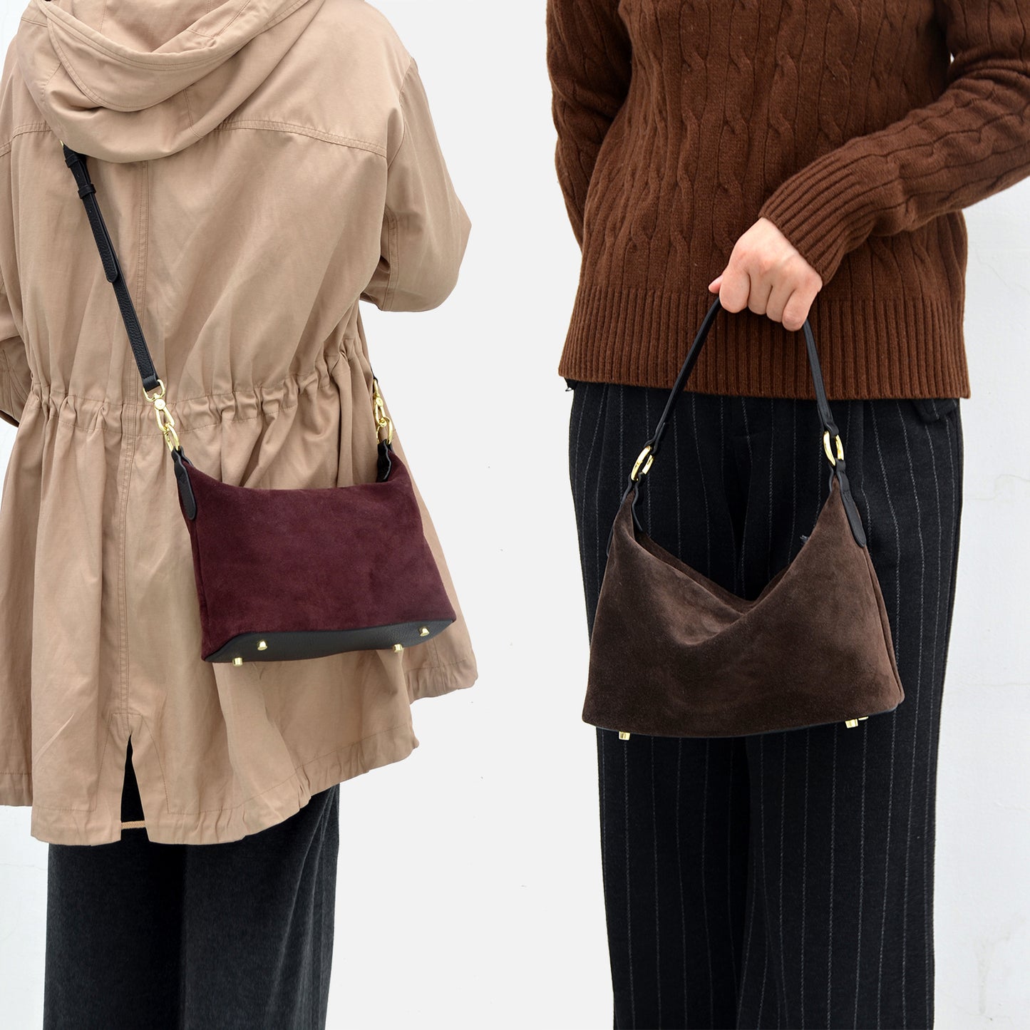 Suede Leather Hobo Tote Handbag