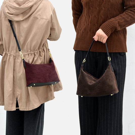 Suede Leather Hobo Tote Handbag