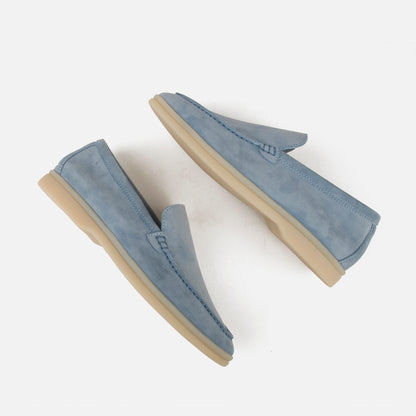 Haze Blue Suede Leather Penny Loafers