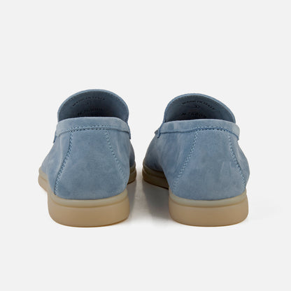 Haze Blue Suede Leather Penny Loafers