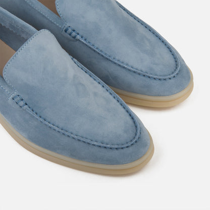 Haze Blue Suede Leather Penny Loafers