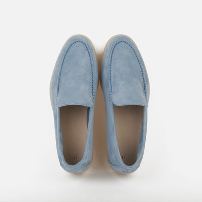 Haze Blue Suede Leather Penny Loafers