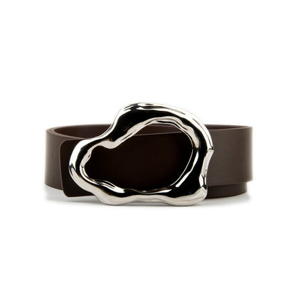 Fashion Irregular Metal Buckle Leather Belts