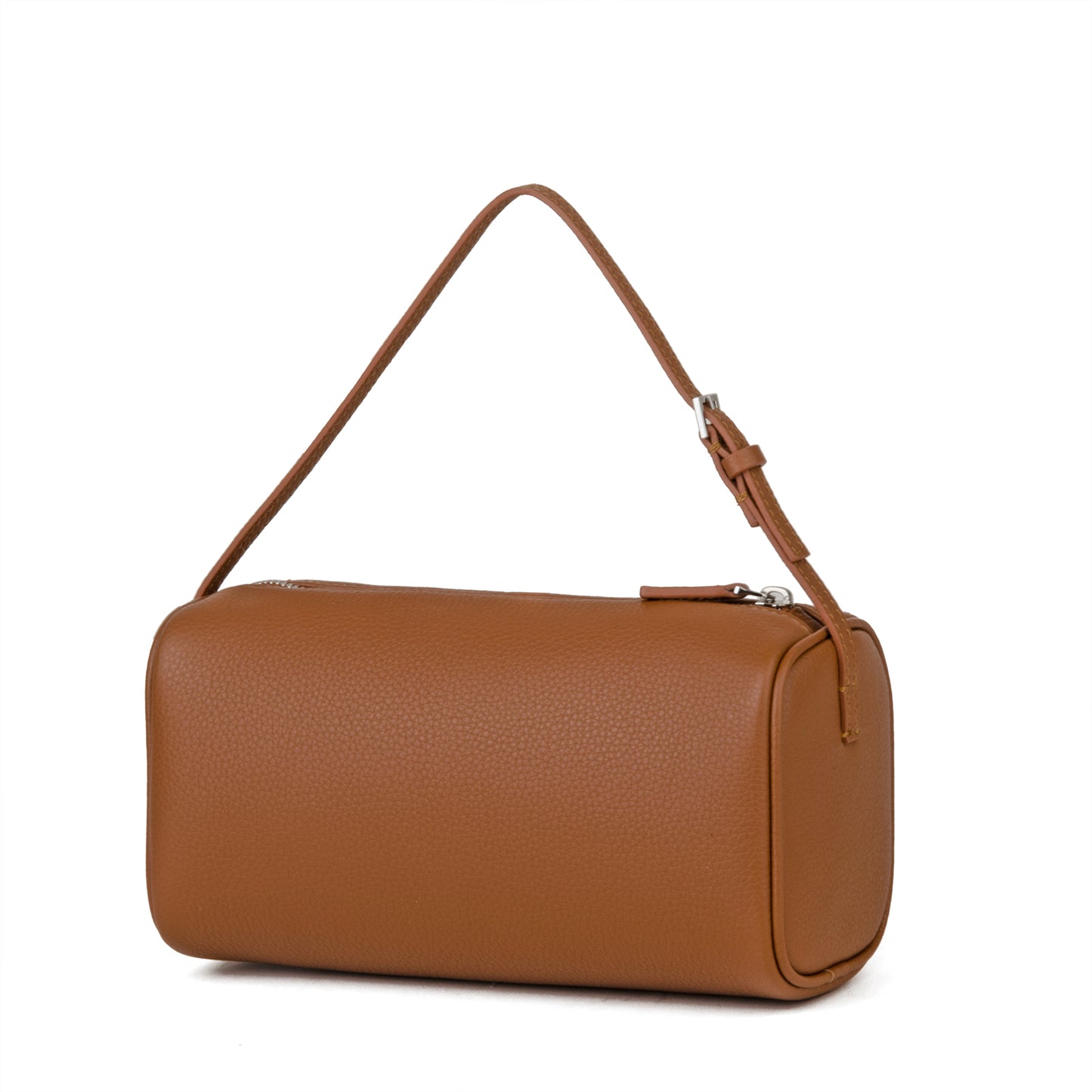 Korean-style genuine leather mini handbag, women's cylindrical crossbody bag