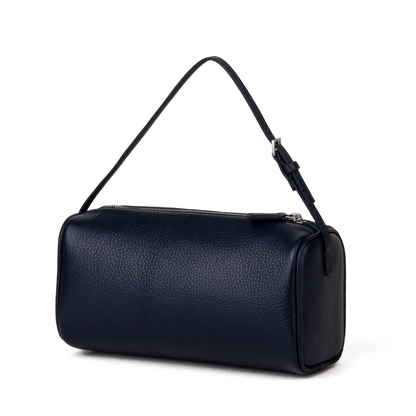 Blue full-grain leather handbag, women's simple mini crossbody bag