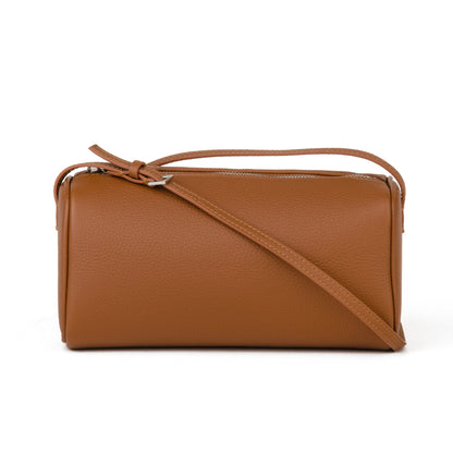 Korean-style genuine leather mini handbag, women's cylindrical crossbody bag