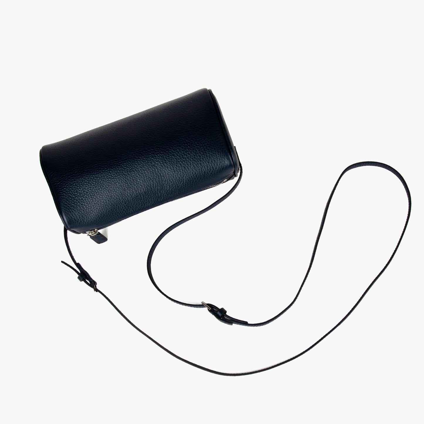 Blue full-grain leather handbag, women's simple mini crossbody bag