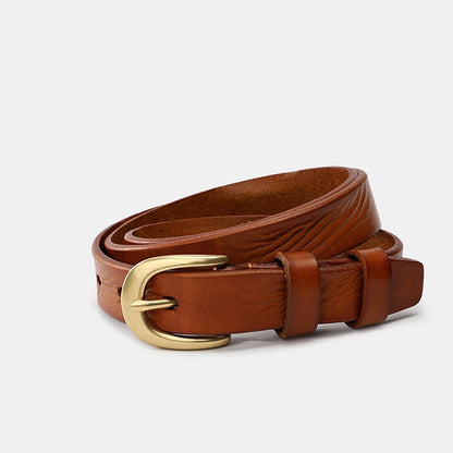 Natural Calfskin Vegetable Leather Slim Waist Belts Women