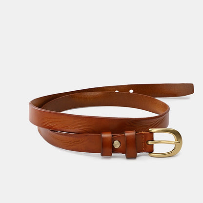 Natural Calfskin Vegetable Leather Slim Waist Belts Women