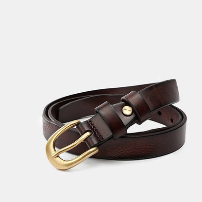 Natural Calfskin Vegetable Leather Slim Waist Belts Women