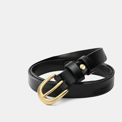 Natural Calfskin Vegetable Leather Slim Waist Belts Women