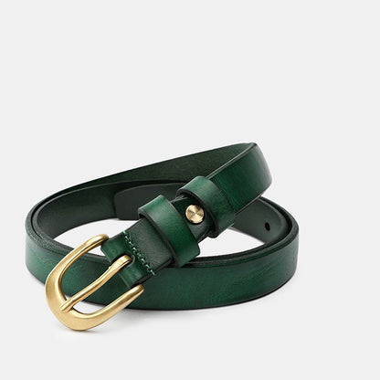 Natural Calfskin Vegetable Leather Slim Waist Belts Women
