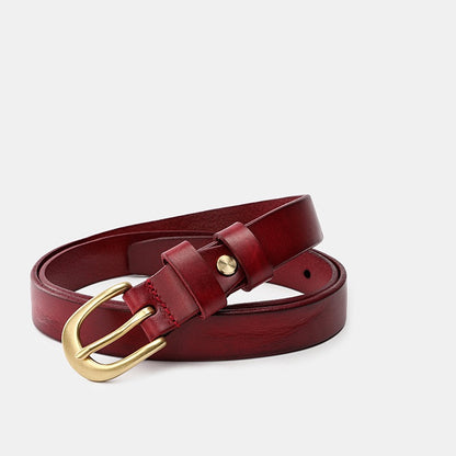 Natural Calfskin Vegetable Leather Slim Waist Belts Women