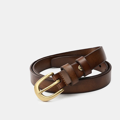Natural Calfskin Vegetable Leather Slim Waist Belts Women