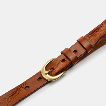Natural Calfskin Vegetable Leather Slim Waist Belts Women
