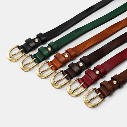 Natural Calfskin Vegetable Leather Slim Waist Belts Women