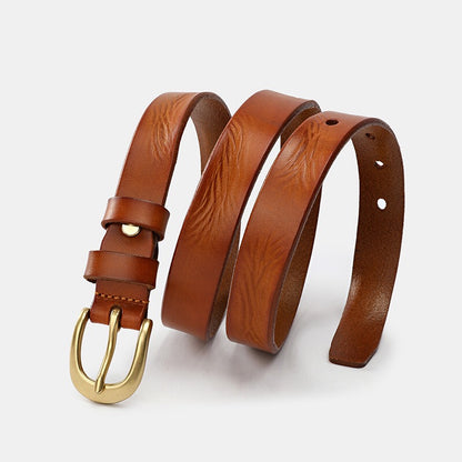 Natural Calfskin Vegetable Leather Slim Waist Belts Women
