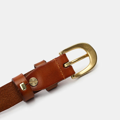 Natural Calfskin Vegetable Leather Slim Waist Belts Women
