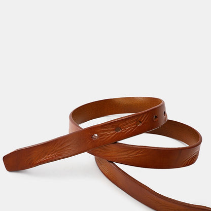 Natural Calfskin Vegetable Leather Slim Waist Belts Women