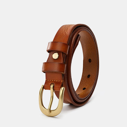 Natural Calfskin Vegetable Leather Slim Waist Belts Women