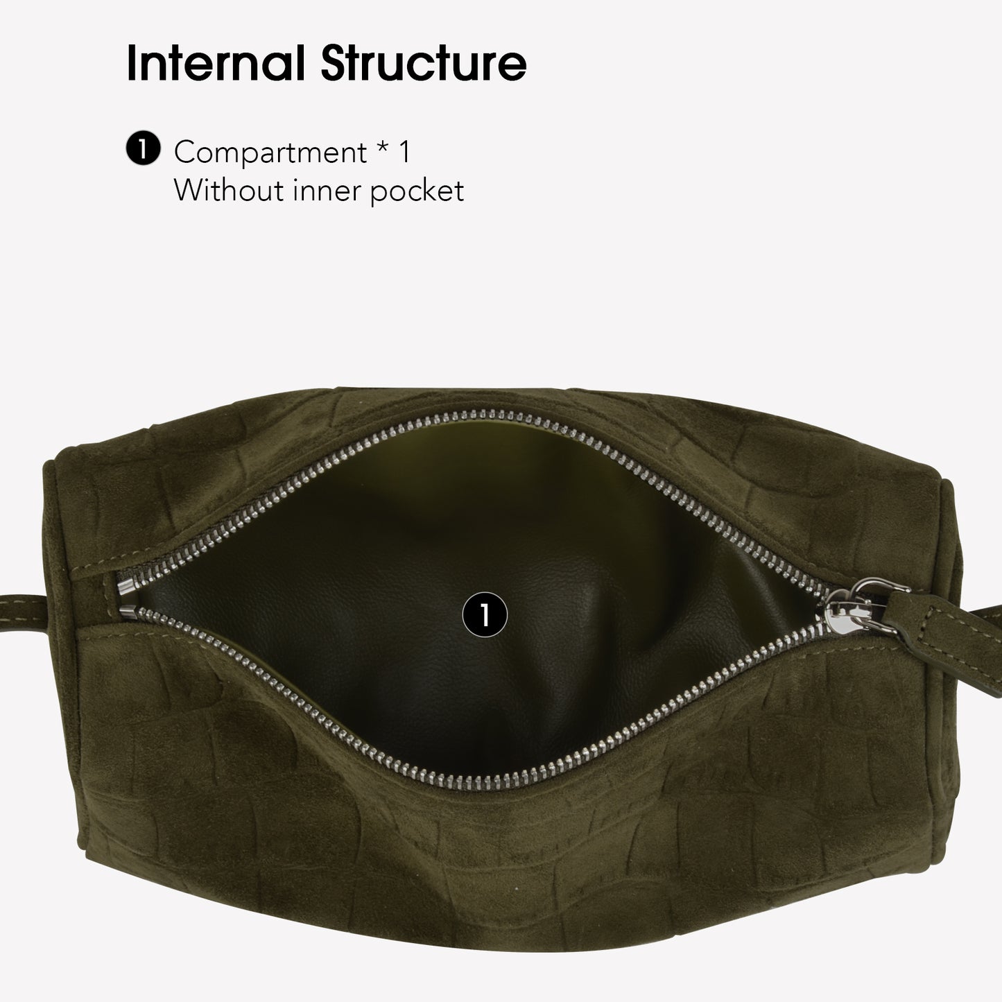 Green suede women's handbag, mini small cylindrical bag, with adjustable shoulder strap