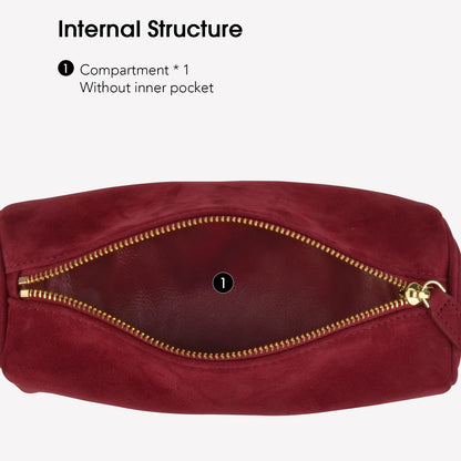 New red suede mini handbag, solid color minimalist crossbody bag