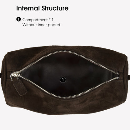 Coffee embossed suede mini handbag, women's simple adjustable shoulder strap crossbody bag