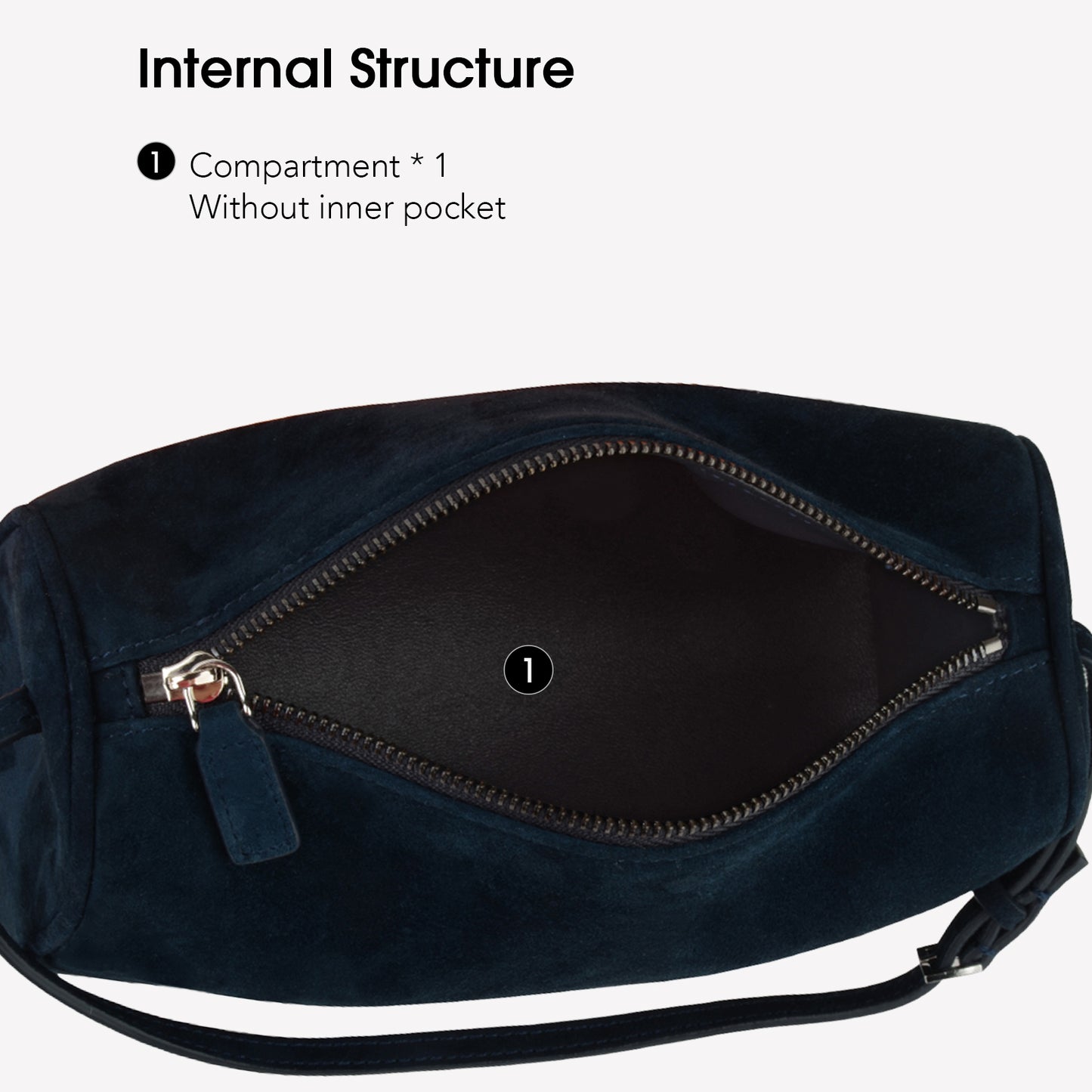 Minimalist women's suede handbag with adjustable shoulder strap