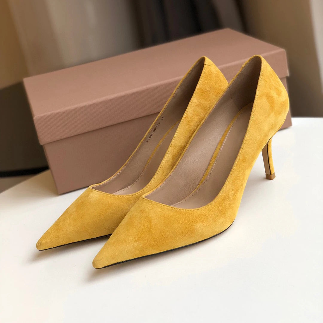 Suede Leather Stiletto High Heels Shoes 7.0CM