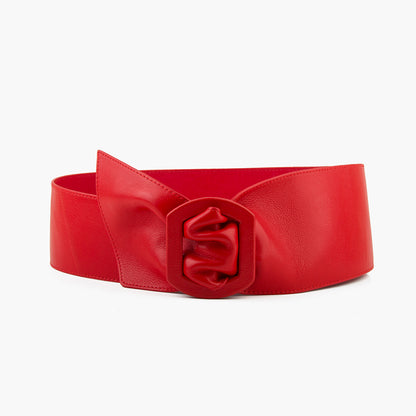 Elegant Soft Real Leather Wide Waist Belt for Dress