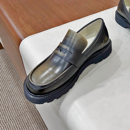 Platform Loafer Women Retro Low Heel Shoes