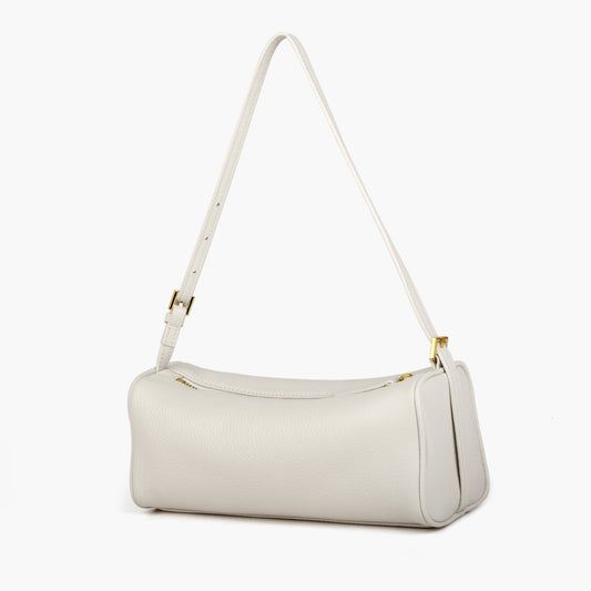 Women's genuine leather cylindrical shoulder bag, multifunctional use