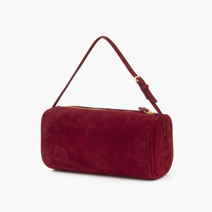 New red suede mini handbag, solid color minimalist crossbody bag