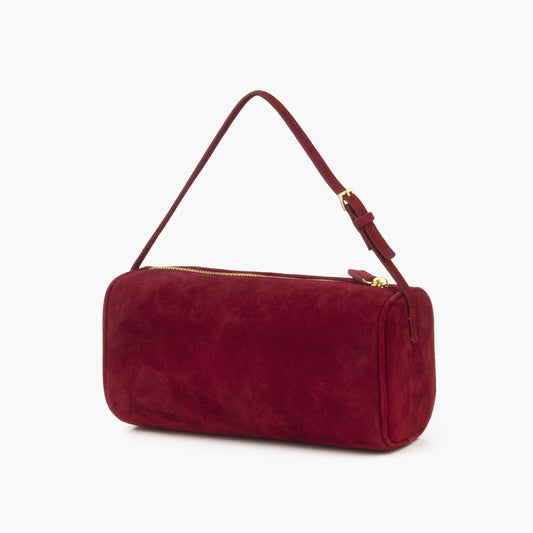 New red suede mini handbag, solid color minimalist crossbody bag