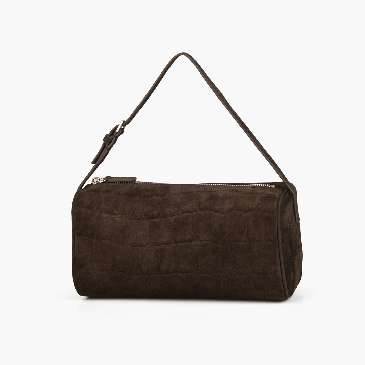 Coffee embossed suede mini handbag, women's simple adjustable shoulder strap crossbody bag