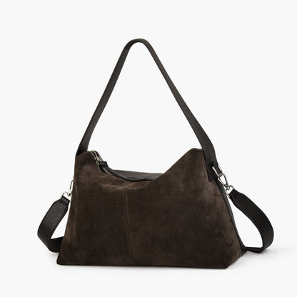 Large women's genuine leather handbag, spacious fashionable crossbody bag