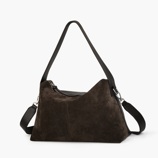 Large women's genuine leather handbag, spacious fashionable crossbody bag