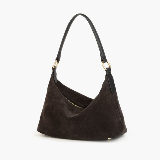 Suede Women's Handbag, Large Capacity Crescent Shoulder Bag