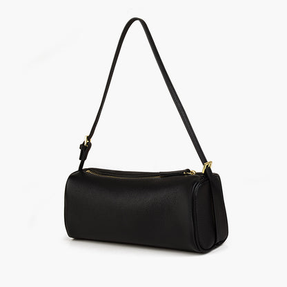 High-quality leather women's crossbody bag, simple cylindrical underarm shoulder bag