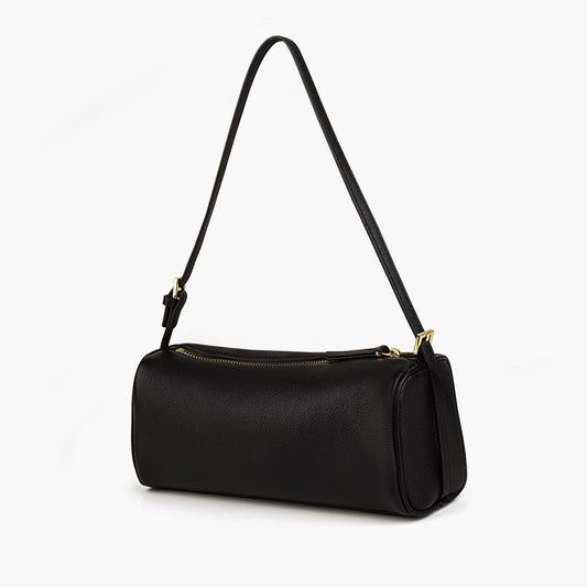 High-quality leather women's crossbody bag, simple cylindrical underarm shoulder bag