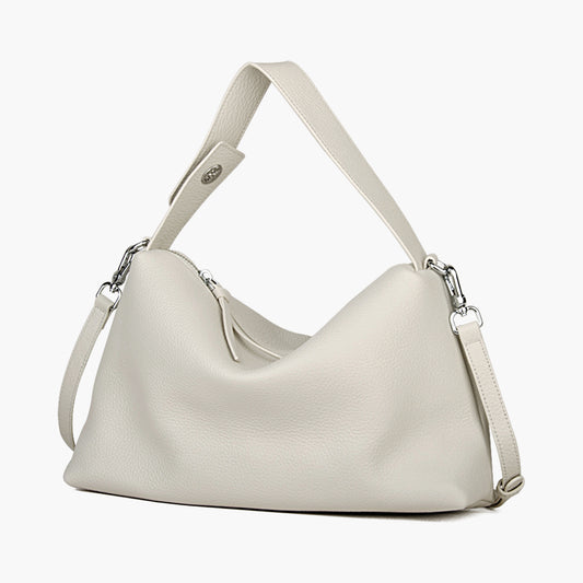 Natural cowhide solid color handbag, fashionable versatile women's crossbody bag