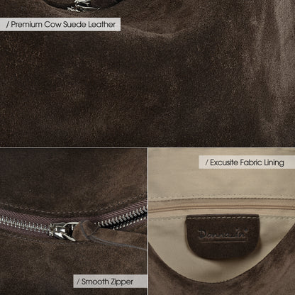 Coffee Suede Tote Handbag