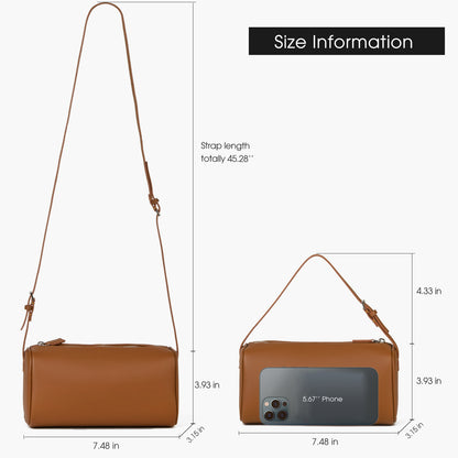 Korean-style genuine leather mini handbag, women's cylindrical crossbody bag