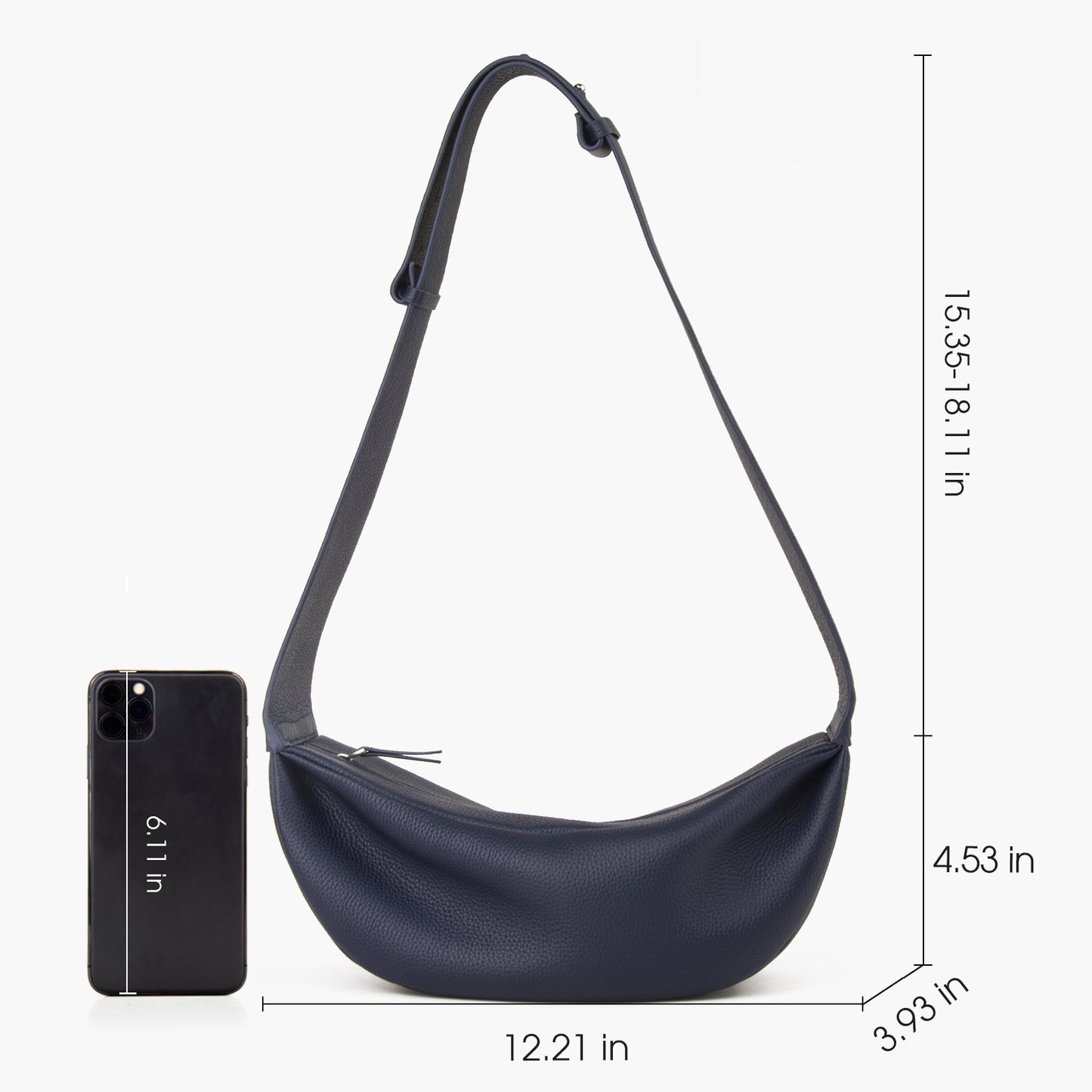 Ladies' high-end leather simple crescent-shaped sling bag
